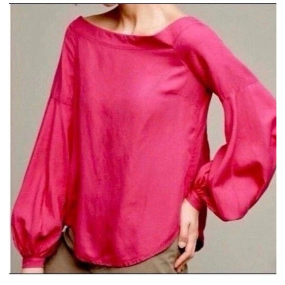 NWT ANTHROPOLOGIE FLOREAT pink off shoulder blouse size 6p - Picture 1 of 10